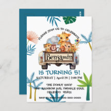 かわいい動物園ジャングル農場トラックトラクター少年誕生日