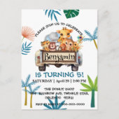 かわいい動物園ジャングル農場トラックトラクター少年誕生日 ポストカード (正面)