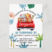 かわいい動物園ジャングル農場トラックトラクター少年誕生日 ポストカード (正面)