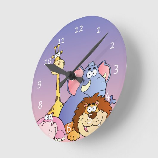 かわいい動物園動物の時計 ラウンド壁時計 (傾斜)