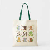 かわいい動物園野生動物キッズイニシャル トートバッグ (正面)