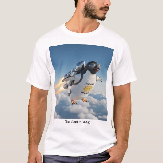 かわいい動物好きのTシャツ|変わった飛ぶペンギンのギフト Tシャツ (正面)