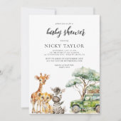 かわいい動物子供部屋サファリベイビーシャワー 招待状 (正面)