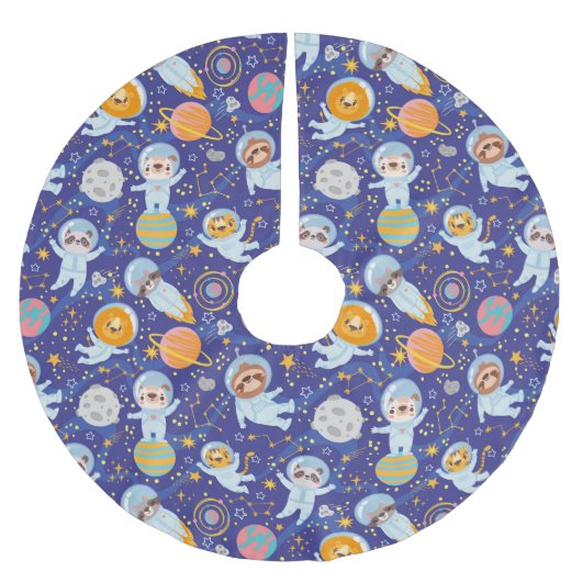 かわいい動物宇宙飛行士ブラシ仕上げポリエステルツリースキー ブラッシュドポリエステルツリースカート (正面)