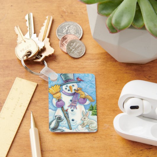 かわいい動物建物クリスマスの雪だるま キーホルダー (デスク)