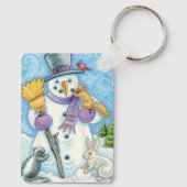 かわいい動物建物クリスマスの雪だるま キーホルダー (裏面)