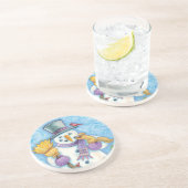 かわいい動物建物クリスマスの雪だるま コースター (側面)