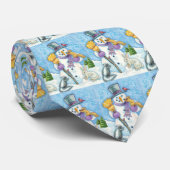 かわいい動物建物クリスマスの雪だるま ネクタイ (ロール)