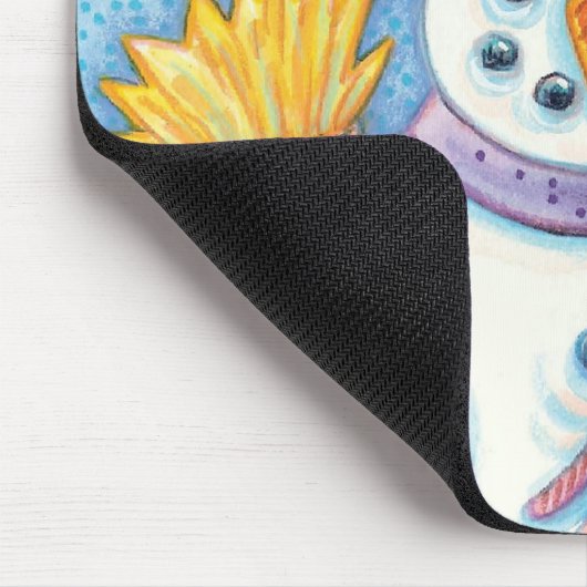 かわいい動物建物クリスマスの雪だるま マウスパッド (コーナー)