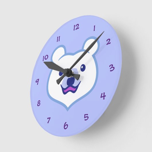 かわいい動物愛好家漫画ポーラーベア ラウンド壁時計 (傾斜)