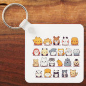 かわいい動物日本のアニメチビ（小さくかわいく書いた感じ）アート キーホルダー (正面)