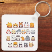 かわいい動物日本のアニメチビ（小さくかわいく書いた感じ）アート キーホルダー (裏面)