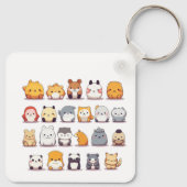 かわいい動物日本のアニメチビ（小さくかわいく書いた感じ）アート キーホルダー (裏面)