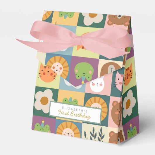 かわいい動物最初の誕生日お願いボックス フェイバーボックス (正面サイド)