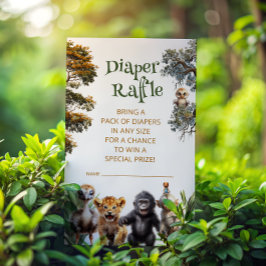 かわいい動物男女兼用おむつラッフルカード エンクロージャーカード