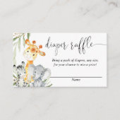 かわいい動物男女兼用のおむつラッフルカード エンクロージャーカード (正面)