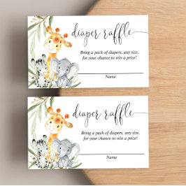 かわいい動物男女兼用のおむつラッフルカード エンクロージャーカード