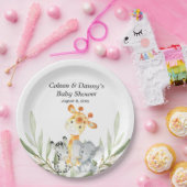 かわいい動物男女兼用の水色 ペーパープレート (パーティー)