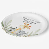 かわいい動物男女兼用の水色 ペーパープレート (アングル)