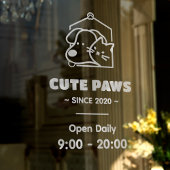 かわいい動物病院のロゴ&営業時間 ウィンドウステッカー ウィンドウサイン