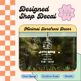 かわいい動物病院のロゴ＆営業時間 ウィンドウステッカー ウィンドウサイン
