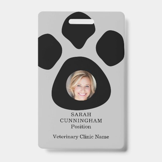 かわいい動物病院の足跡写真IDバッジ バッジ (正面)