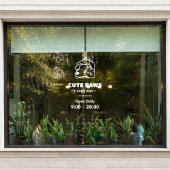 かわいい動物病院 ペットショップ ロゴ & 営業時間 窓用ステッカー ウィンドウサイン