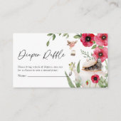 かわいい動物茶パーティー赤ちゃんシャワーおむつラッフル エンクロージャーカード (正面)