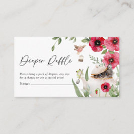 かわいい動物茶パーティー赤ちゃんシャワーおむつラッフル エンクロージャーカード