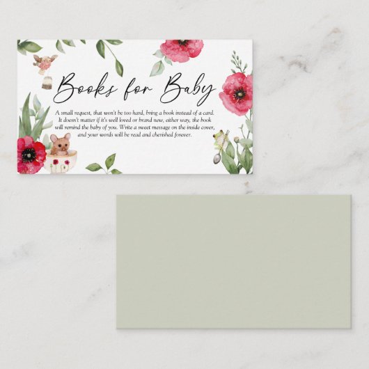 かわいい動物茶パーティー赤ちゃんシャワーベビー本 エンクロージャーカード (正面/裏面)