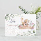 かわいい動物葉達赤ちゃんシャワー招待状 招待状 (スタンド正面)