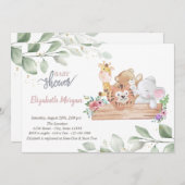 かわいい動物葉達赤ちゃんシャワー招待状 招待状 (正面/裏面)