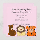 かわいい動物誕生日招待状 招待状 (正面/裏面)