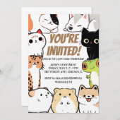 かわいい動物誕生日招待状 招待状 (正面/裏面)