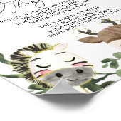 かわいい動物赤ちゃんシャワーおむつ思考のサイン ポスター (角)