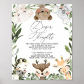 かわいい動物赤ちゃんシャワーおむつ思考のサイン ポスター (正面)