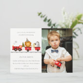 かわいい動物電車の写真任意の年齢誕生日招待状 サンキューカード (スタンド正面)