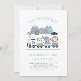 かわいい動物電車の誕生日パーティーへの招待 招待状