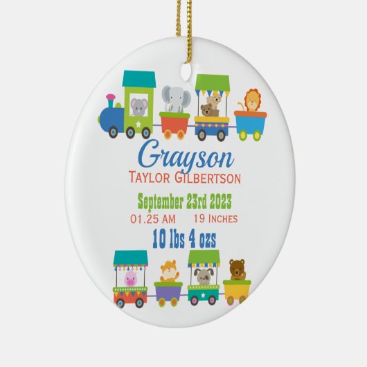 かわいい動物電車ベビー誕生のお知らせ セラミックオーナメント (右)