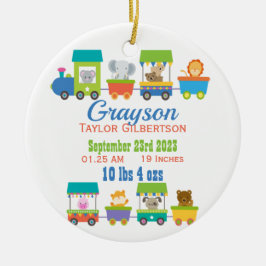 かわいい動物電車ベビー誕生のお知らせ セラミックオーナメント