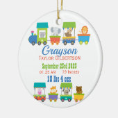 かわいい動物電車ベビー誕生のお知らせ セラミックオーナメント (左)