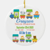 かわいい動物電車ベビー誕生のお知らせ セラミックオーナメント (裏面)