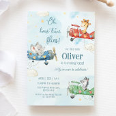 かわいい動物飛行機アドベンチャータイムフライ誕生日 招待状