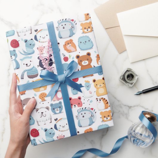 かわいい動物3包み紙 ラッピングペーパー (ギフト)