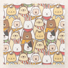 かわいい動物 ガラスコースター