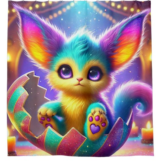 かわいい動物 シャワーカーテン (正面)