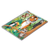 かわいい動物 ジャングル トラ サル 鳥 子供 ノートブック (左側)