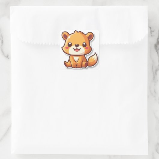 かわいい動物 スクエアシール (バッグ)