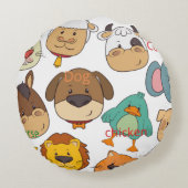 かわいい動物  ゾウ 牛 犬 子供部屋 幼児 ラウンドクッション (裏面)