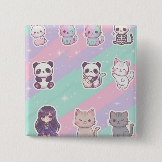 かわいい動物 パステル グリッター バッジ (正面)